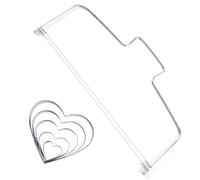 SYEYCW 6 Pcs Baking Set, 5 Pcs Stainless Steel Heart Shaped Cookie Cutters, 1 Pcs Professional Adjustable Double Wire Slicer, Perfect for Making Pastry and Baking, for Small Biscuit, Pastry, Fondant