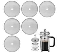 SYEYCW 6 Pcs Replacement Cafetiere Filter Mesh Screens, 4 Inch Reusable Stainless Steel French Press Filter, Replacement Stainless Steel Mesh Screen, for 8 Cup / 34 Oz / 1000 ml Coffee Tea Makers
