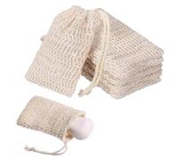 SYEYCW 6 Pcs Sisal Soap Bag, Natural Organic Soap Bag with Drawstring, Exfoliator Foaming Pouch, Mesh Soap Saver Bag, Fiber Massage Soap Bags, Drying Soaps Sack, for Bathing and Washing