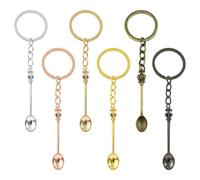 SYEYCW 6 Pcs Small Spoons, Tiny Coke Spoon Keyring, Mini Crown Teaspoon Pendant Keychain Set, Alloy Keyring Accessories for Men Women, Charm Christmas Gifts, for Festival Sugar Tea Canape Tableware