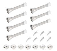 SYEYCW 7 Pcs Spring Door Stops with Anti-Slip Rubber Tip, 85mm Wall Mounted Chrome Metal Door Stoppers with Screws Base Plate, Long Sprung Stopper, Skirting Board Buffer, for Protect Walls and Doors