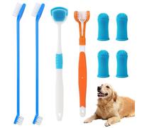 SYEYCW 8 Pcs Dog Toothbrush Set, 360 Degree Silicone Finger Tooth Brush, Double Head Toothbrush, Triple Heads Pet Brushes, 4 Styles, Puppy Teeth Cleaning Dental Care, for Small, Medium, and Large Pets