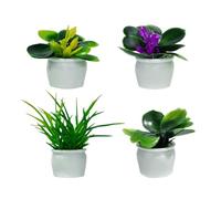 SYEYCW 8 Pcs Miniature Potted Plants, Vivid Mini Artificial Bonsai Plants, Resin Tiny Dollhouse Flowerpot Decor, 1:12 Realistic Fake Greenery Ornament, Cute Planter Models for DIY Crafts