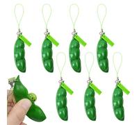 SYEYCW 8 Pcs Squeeze Beans Keychain, Creative Boredom Fidget Keyring, Pea Pod Fidget Keychain Stress Keyring for Anxiety, Squishy Pea Pod Stress Keyrings Bring Fun, Portable Phone Pendants Women Men
