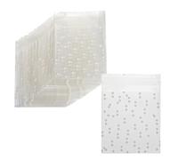 SYF-UN 100Pcs Cellophane Bags - 10 x 10 cm, Self Adhesive Small Plastic Packaging Bags with White Dot, Clear Frosted Plastic Package for Sweet Cookie Chocolates Biscuit Candy