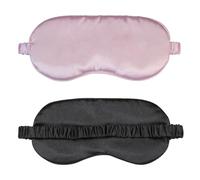 SYF-UN 2 Pack Imitated Silk Sleep Mask with Elastic Band, Sleeping Aid Blindfold for Nap,Eye Sleep Shade Cover, 100% Blocks Light Reduces Puffy Eyes Gifts for Christmas(Black,Pink)