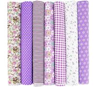 SYF-UN 7pcs Fat Quarters Fabric Bundles - 20"x20" Precut Easter & Spring Quilting Cotton for Sewing, Patchwork, DIY Crafts & Home Décor - Soft, Durable & Multi-Colour Material (Purple)