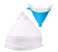 SYF-UN Paper Paint Filters, 50 Pcs Disposable Paint Paper Strainers with 1 Pcs Silicone Funnel Filter, Paint Strainer with Fine Nylon Mesh for Auto motive Spray G uns Arts Crafts Resin 3 D Printing