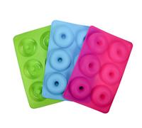SYF-UN Silicone Donut Moulds,3 Pack Silicon Doughnut Mould,Large Non-Stick 6 Cavity Molds Doughnut Tray Donut Pan,Bagel Baking Tin,Muffin Cupcake Biscuit Doughnut Maker,Baker Tool-Blue,Red,Green