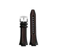 SYFCSEW Compatible With SEIKO Leather Strap Sportura Series SNL017 SNA595 029P2/021P1 Bracelet 7L22-0AE0 Black Orange Line Watchband Convex 27 * 15mm