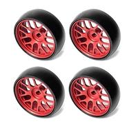 SYFDGDV RC Car Upgrade Parts Compatible With Wltoys 284131 K969 K979 K989 For Kyosho For Mini-Z 1/28 RC Car Parts, 26.5Mm Hard Drift Metal Wheel Rim Tyres(Red)