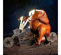 Syfinee Chicken Roaster,Motorcycle BBQ Stainless Steel Rack,Portable Chicken Holder,Chicken Roasting Rack,with Glasses
