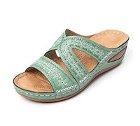 Syfinee Ladies Sandals,Wedge Heel Open Toe Sandals,Orthopedic Arch-Support Sandals Summer Thick Platform Sandals Women Embroidered Sandals