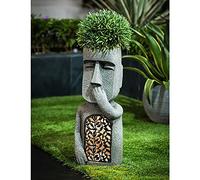 Syfinee Resin Garden Statue,See Hear Speak No Evil Easter Island Statues, Creative Sculpture Ornament Decoration Personality Flower Pot Planter for Outdoor Garden Yard