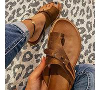 Syfinee Stylish Women's Orthotic Sandal,Bunion Correction Sandals Leather Open Toe Sandals,Flat Heel Flip Flops,Summer Casual Beach Shoes