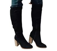 Syfinee Women Suede Long Boots Winter Fashionable Over Knee Long Boots with Block Heel Stretch Fit High Boots for Women Girls Winter,Easy to Put