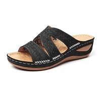 Syfinee Women's Open Toe Wedge Heel Orthopedic Sandals Summer Thick Platform Sandals Embroidered Sandals for Women