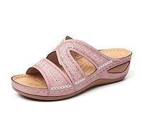 Syfinee Women's Open Toe Wedge Heel Orthopedic Sandals Summer Thick Platform Sandals Embroidered Sandals for Women