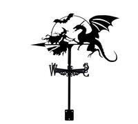 SYFOAR Metal Weathervane Magical Witch and Pterodactyl Weather Vane with Roof Mount Wind Direction Indicator Decorations for Garden Outdoor Farm Yard
