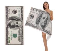 Syfunlv 100 Dollar Bill Beach Towel,Dollar Money Novelty Pattern Fun Beach Towel,Quick Dry Microfiber Bath Towels,Soft Sand Free Beach Towels,for Pool Towel,Travel,Camping,Lake (L)