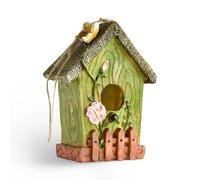 SYFUNLV Bird Houses for Garden,Resin Colorful Bird Nesting Boxeswith Hanging Chain with Hanging Chain,Outdoor Weatherproof Birdhouse Ornaments,for Balcony and Yard(Style 2)