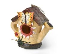 SYFUNLV Bird Houses for Garden,Resin Colorful Bird Nesting Boxeswith Hanging Chain with Hanging Chain,Outdoor Weatherproof Birdhouse Ornaments,for Balcony and Yard(Style 4)