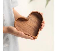 SYFUNLV Candy Solid Wood Tray,Heart-Shaped Serving Tray,Stackable Nut Boxes,17 x 16 x 4 cm,Candy Box,Decorative Serve Platter,for Snack Candy Food Fruit Cake Salad