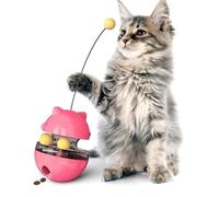 Syfunlv Cat Toys Interactive Track Balls,Wobbly Dog Treat Dispenser With Spring,Interactive Slow Feeder Ball,Durable,Non-Toxic,Safe for Indoor Play(Pink)