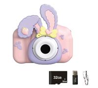 SYFUNLV Children's Digital Camera, ABS Children's Camera, Children's Camera, Instant Camera, 2.0 Inch Screen, Anti-Blue Light, with Silicone Housing, Front and Back 48 Megapixels (Pink)