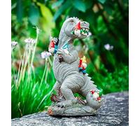 Syfunlv Dinosaur Eating Gnomes Statues,Garden Gnome Figurine,18cm,Waterproof Gnomes Outdoor Resin Decor,Funny Landscape Dinosaur Figurine Ornament,for Home Office Patio (Style 1)