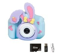 SYFUNLV Display Digital Camera Children, ABS Children's Camera, Children's Camera Instant Camera, 2.0 Inch Screen, Anti-Blue Light, with Silicone Housing, Front and Back 48 Megapixels (Blue)