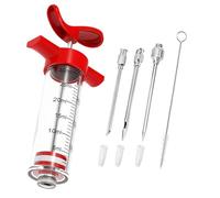 Syfunlv Meat Injector,Plastic Meat Injector Syringe Kit,1-oz Food Seasoning Syringe,Marinade Injection Kit Syringe with Food Injector,for BBQ Grill, Smoker, Turkey, Beef,Meat (Red)