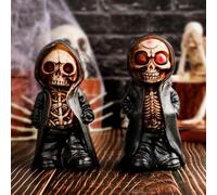 Syfunlv Pack of 2 Small Skeleton Figures, Resin Skeleton Sculptures, Gothic Decorative Mini Skeleton Figures, Halloween Decoration for Home, Office and Desk
