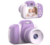 SYFUNLV Selfie Digital Camera Children, Elfie Camera with Two Lenses for Children, with 2 Inch Large Screen 1080P HD 48MP Built-in, LED Flash, with Lens, Integrated Various Photo Frames (Purple)