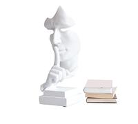 Syfunlv Silence is a golden creative statue,Art decorations sculpture,Modern Creative Abstract Simple Crafts Ornaments,Art decorations sculpture For Office Living room Bar Cafe (White)