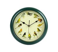 Syfunlv Silent Wall Clock, Bird Song Clock, Chic Wall Clocks, with 12 Local Songbirds, Original Nature Shots, Home Decoration, Decorative Clock, Silent, Suitable for Living Room and Bedroom (Green)