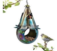Syfunlv Solar Iron Birdhouse, Bird Feeder, Solar Wild Bird Feeder, Bird Feeders for Outdoors Hanging, Solar Garden Lantern Bird Feeders with S Hook as Gift Ideas for Bird Lovers, 5.9 * 10.4inch