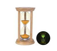 Syfunlv Wooden Hourglass, 10 Min Transparent Hourglass Timer, 13.5cm x 7.5cm, Orange, Blue