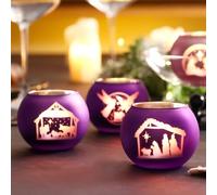 SYFURNIX Advent Candle Holders Set of 4, Glass Tealight Votive Candle Hodlers Tabletop Nativity Christmas Table Decorations Mantel Decor