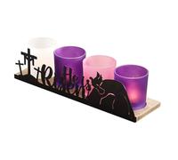 SYFURNIX He is Risen Easter Decor, 4 Glass Votive Tealight Candle Holders & 1 Wooden Tray, Easter Religious Decor for Church Event Pray Table Centerpiece, Christian Gift