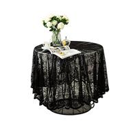 Syglawnd Black Lace Tablecloth Round, Black Lace Tablecloth Embroidered Elegant Floral Patterns Table Cloth Round Overlay Table Cover for Wedding Party Holiday Long Dinner Home, Cloth