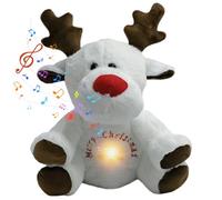 Syglawnd Breathing Stuffed Animal, Breathing Plush 12in Light Up Stuffed Reindeer Plush with Lullaby 4 Gear Anxiety Relief Soothing Cuddly Christmas, Style1