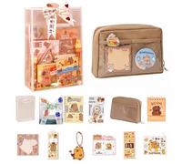 Syglawnd Capybara School Supplies, Capybara Stationery Set, 10PCS Pencil Case with Pen Notebook Correction Tape Kawaii Stationery Set for Boys, Girls, Students