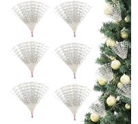 Syglawnd Christmas Tree Picks, Christmas Picks, 30PCS 17 Inch Glitter White Berry Stems, Artificial Plastic Tree, DIY Floral for, Floral