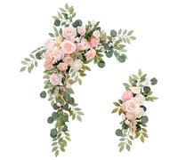 Syglawnd Floral Swag, Arch Flowers Set of 2, Vivd Romantic Peony Floral Swag with Greenery Artificial Wedding Flowers for Welcome Signs, Arch, Table Centerpieces