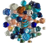 Syglawnd Glass Rocks For Vases, Children's Toys Seven Colors Glass Crystal Ball Flat Bead Multicolor Pebble Head Aquarium Landscape Decorative Marbles, Colorful 2, 500g, Pebbles