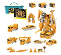Syglawnd Magnetic Car Set, 26PCS Transforming Construction Vehicle Toys with Storage Box, Educational Magnetic Cars for Kids Ages 2+ for Home Daily Use