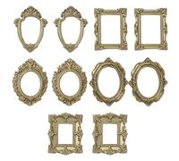Syglawnd Mini Gold Frames 10Pcs 5 Style Vintage Mini Picture Frames DIY Friendly Decorative Resin Photo Holder for Wall, Tabletop, Shelf, Tiered Tray, Decorative Picture