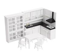 Syglawnd Miniature Kitchen, 1 Set Dollhouse Kitchen, 1/12 Scale Wooden Miniature, Realistic Mini Dollhouse Furniture Model, Miniatures Cooking Cabinet Landscape for Daily Use