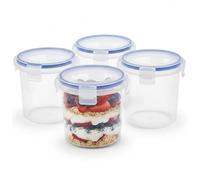 Syglawnd Overnight Oats Jar, 4-Pack Overnight Oats Containers with Lids 16oz Plastic Meal Prep Container Airtight Snap Lock Storage Jars for Cereal, Snacks, Salad, Container